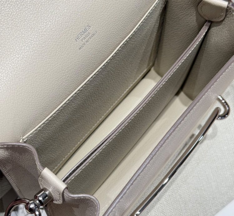 Hermes Roulis Mini Bag Palladium Hardware Cream