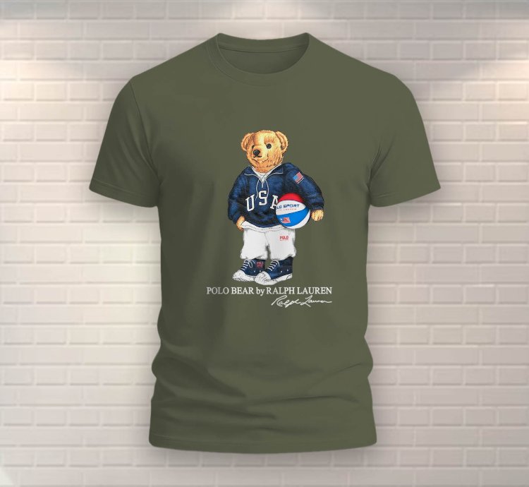 Polo Bear Basketball Shirt Usa Size Military Green