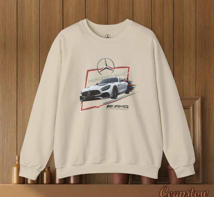 Mercedes Benz Sweatshirt - Amg Car Sport Racing Sweater Sand