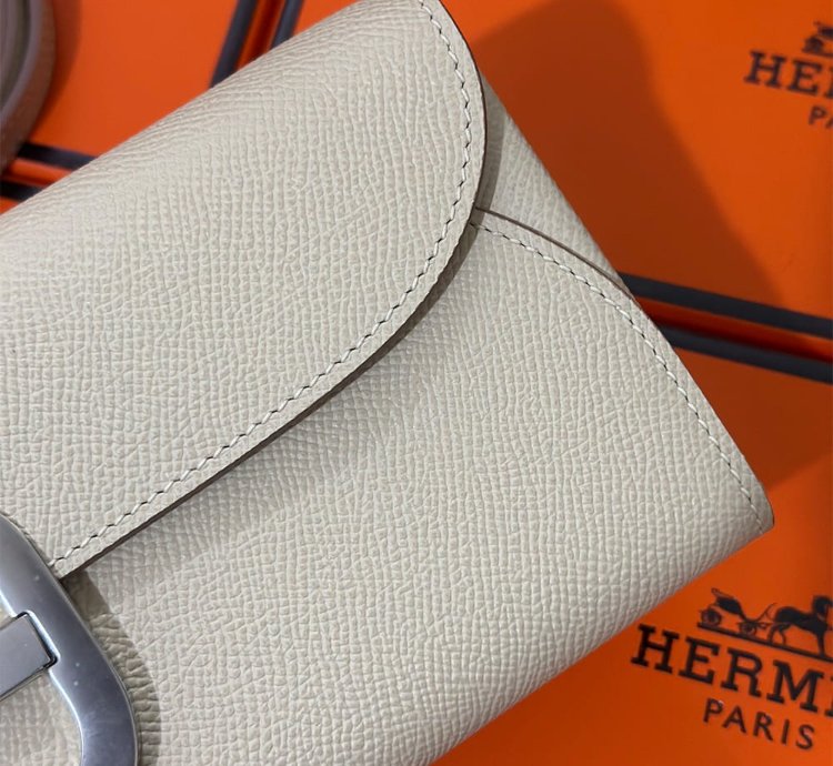 Hermes Maillon To Go Wallet Palladium Plated Cream