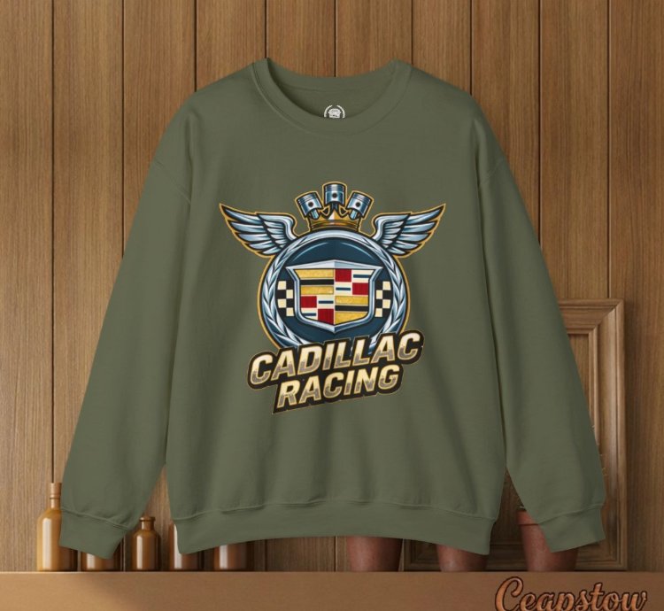 Cadillac Sweatshirt - Cadillac Racing Car Sweater Military Green