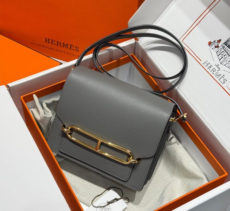 Hermes Roulis Mini Bag Gold Hardware Gris Meyer