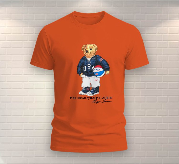 Polo Bear Basketball Shirt Usa Size Orange