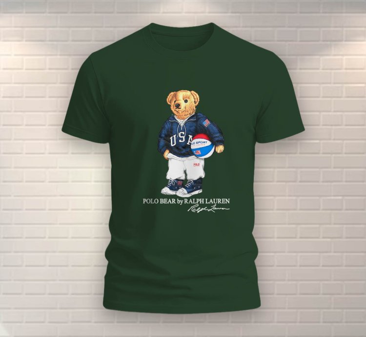 Polo Bear Basketball Shirt Usa Size Forest Green