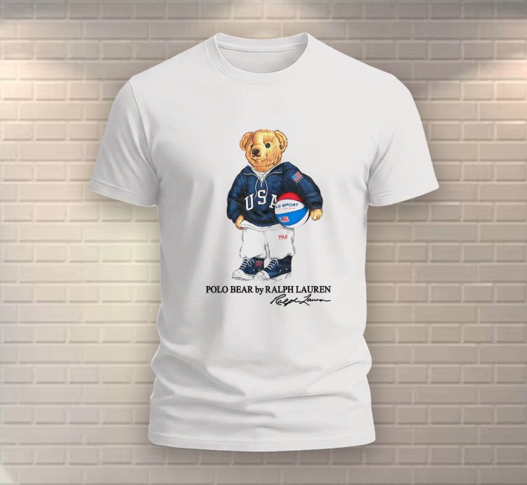 Polo Bear Basketball Shirt Usa Size White
