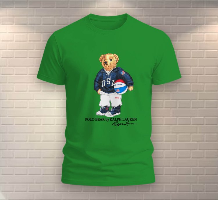 Polo Bear Basketball Shirt Usa Size Green