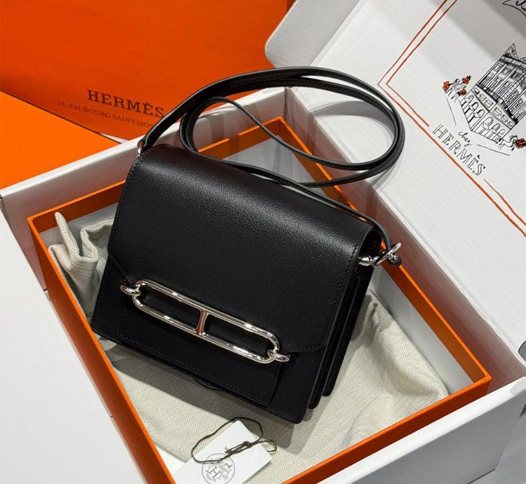Hermes Roulis Mini Bag Palladium Hardware Black