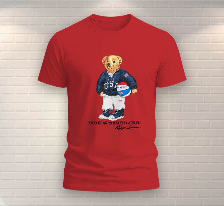Polo Bear Basketball Shirt Usa Size Red