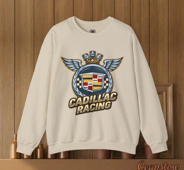 Cadillac Sweatshirt - Cadillac Racing Car Sweater Sand
