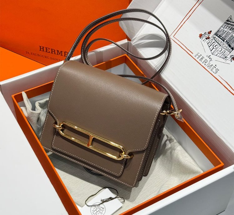 Hermes Roulis Mini Bag Gold Hardware Etoupe