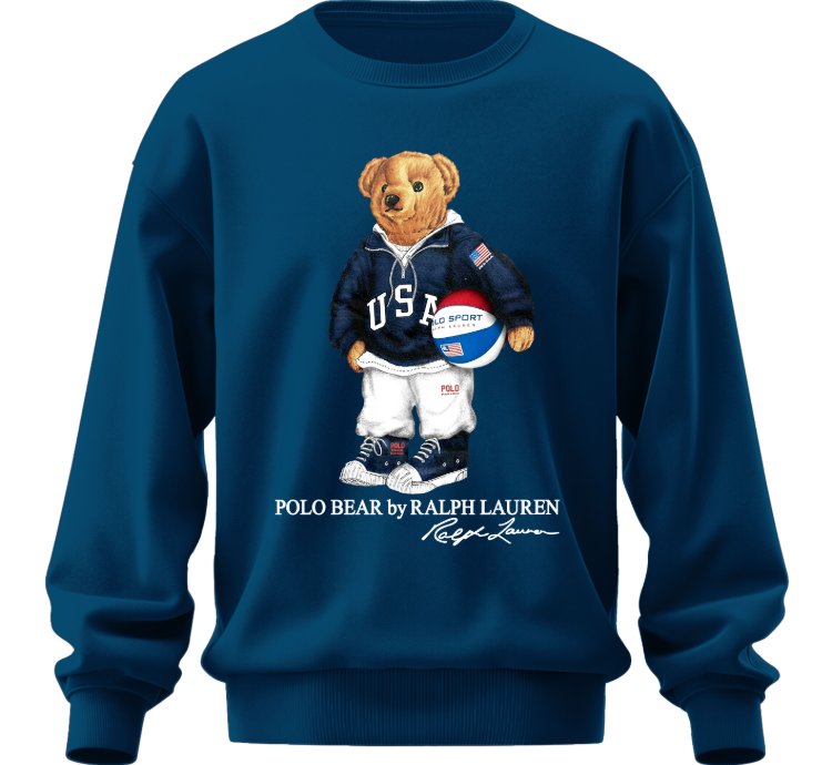 Polo Bear Basketball Sweatshirt Jk02 Usa Size Royal Blue
