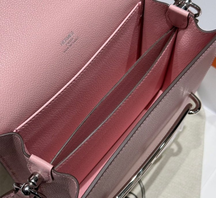 Hermes Roulis Mini Bag Palladium Hardware Pale Pink