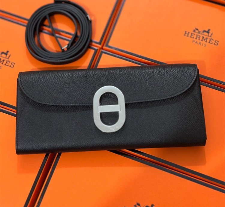 Hermes Maillon To Go Wallet Palladium Plated Black