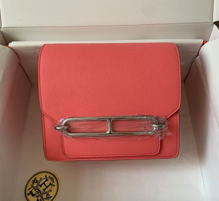 Hermes Roulis Mini Bag Palladium Hardware Rose Taxes
