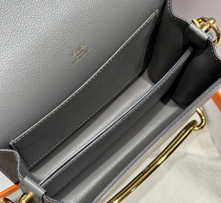 Hermes Roulis Mini Bag Gold Hardware Gris Meyer