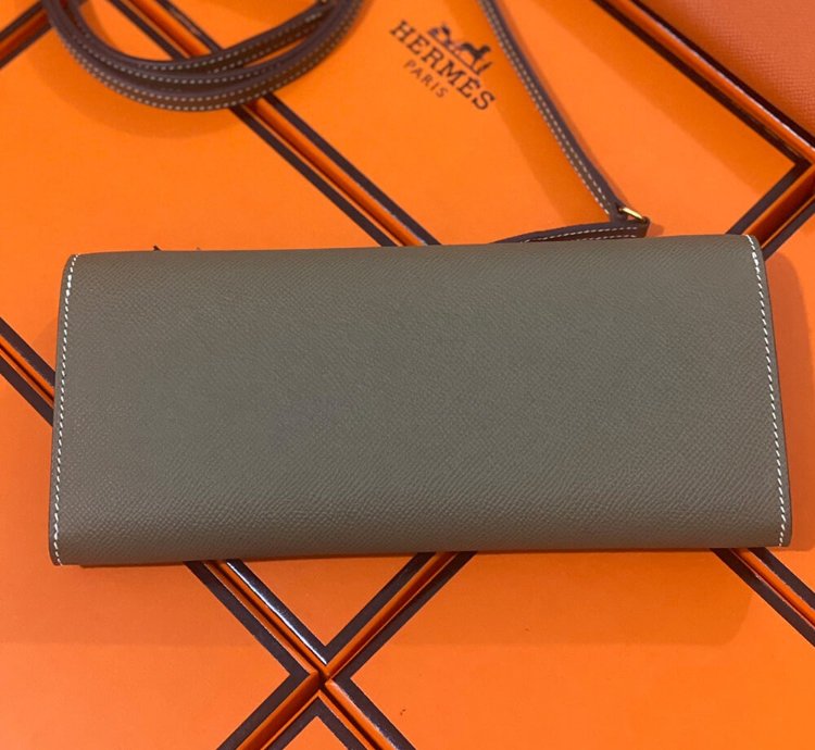 Hermes Maillon To Go Wallet Gold Plated Etoupe