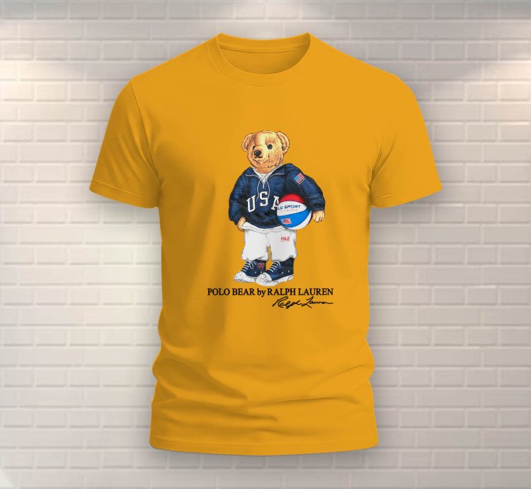 Polo Bear Basketball Shirt Usa Size Gold