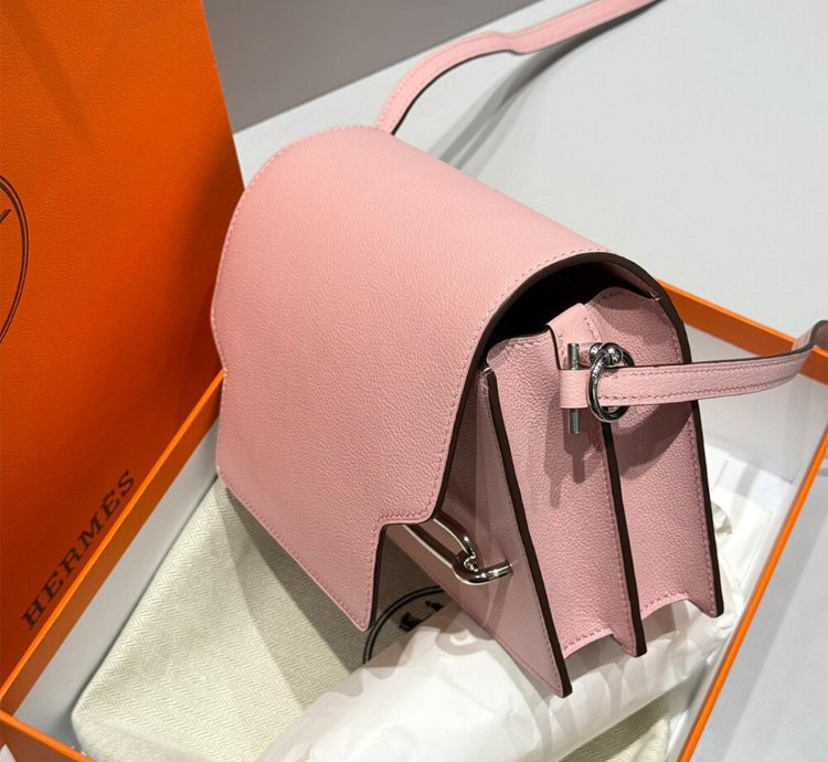 Hermes Roulis Mini Bag Palladium Hardware Pale Pink
