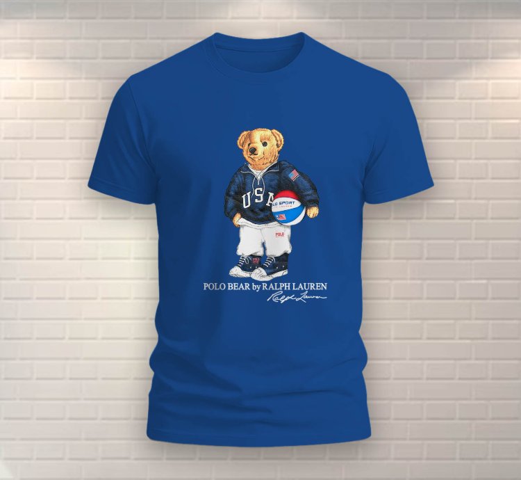 Polo Bear Basketball Shirt Usa Size Blue
