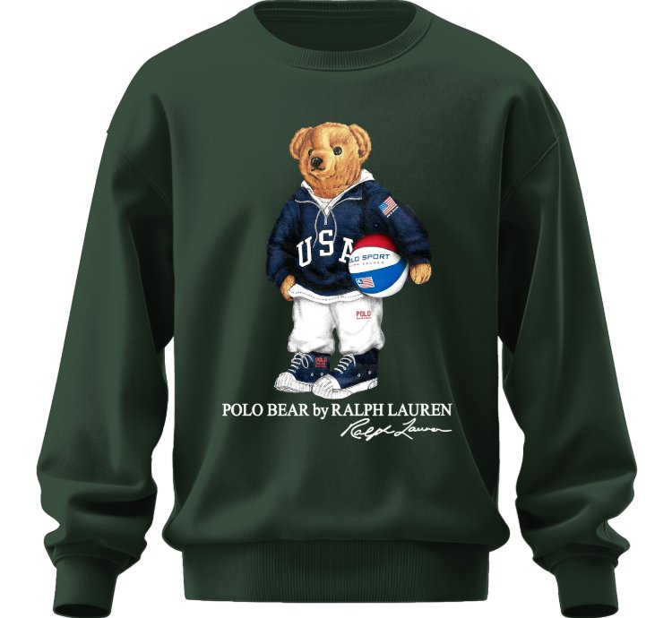 Polo Bear Basketball Sweatshirt Jk02 Usa Size Forest Green
