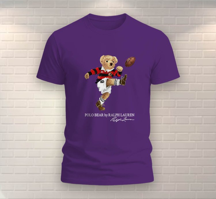 Polo Bear Shirt Football Usa Size Purple