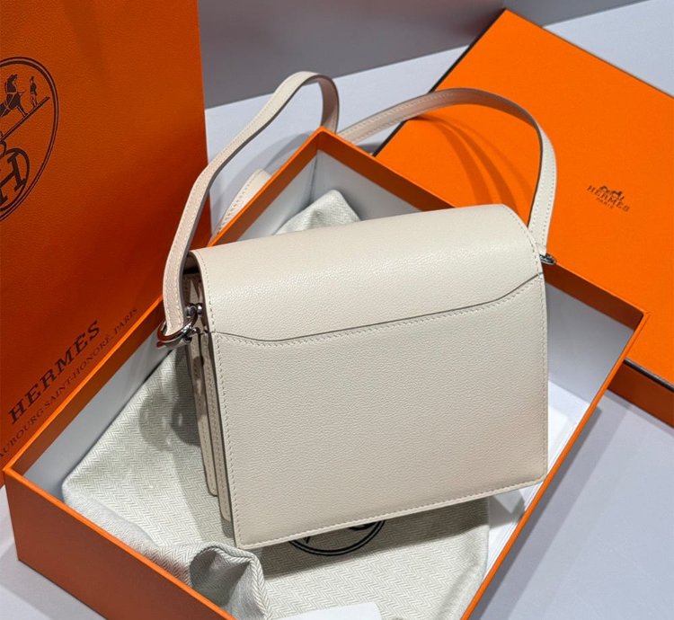 Hermes Roulis Mini Bag Palladium Hardware Cream