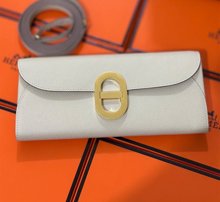 Hermes Maillon To Go Wallet Gold Plated Cream