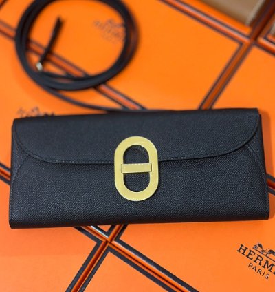 Hermes Maillon To Go Wallet Gold Plated Black
