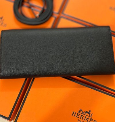 Hermes Maillon To Go Wallet Palladium Plated Black
