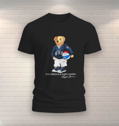 Polo Bear Basketball Shirt Usa Size Black