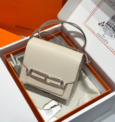 Hermes Roulis Mini Bag Palladium Hardware Cream