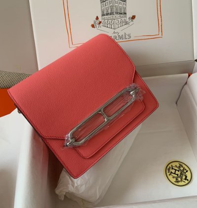 Hermes Roulis Mini Bag Palladium Hardware Rose Taxes