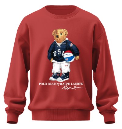 Polo Bear Basketball Sweatshirt Jk02 Usa Size Red
