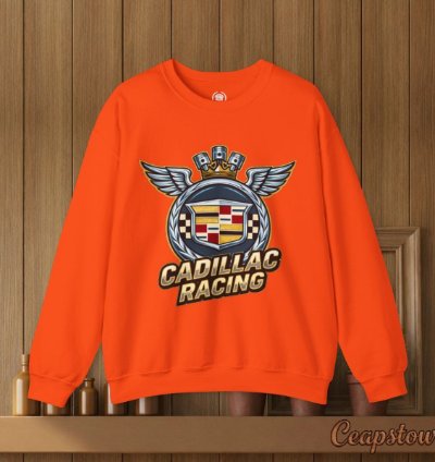 Cadillac Sweatshirt - Cadillac Racing Car Sweater Orange