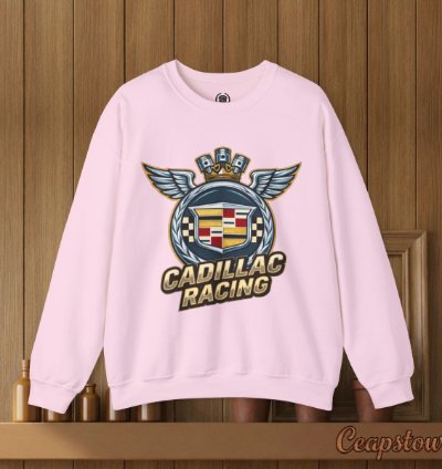 Cadillac Sweatshirt - Cadillac Racing Car Sweater Light Pink