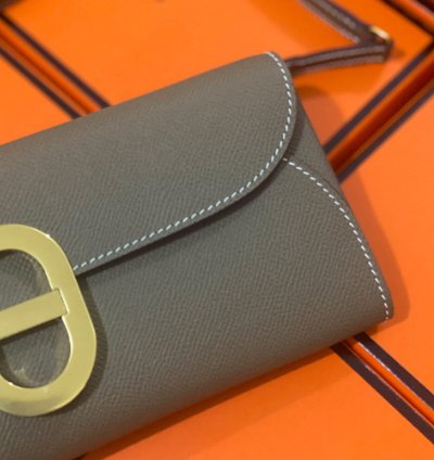 Hermes Maillon To Go Wallet Gold Plated Etoupe