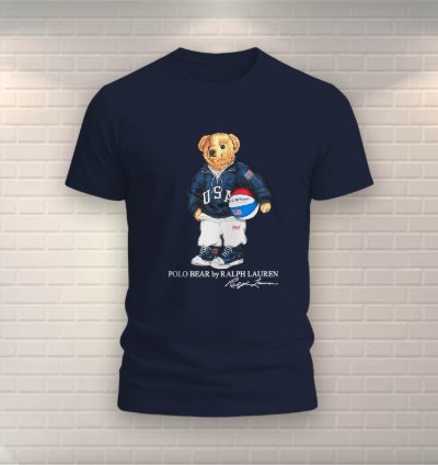 Polo Bear Basketball Shirt Usa Size Navy