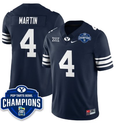 Lj Martin Jersey 4 Byu Cougars 2025 Pop-tarts Bowl Champions Stitched Navy