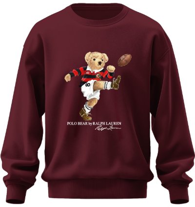 Polo Bear Football Sweatshirt Jk01 Usa Size Maroon