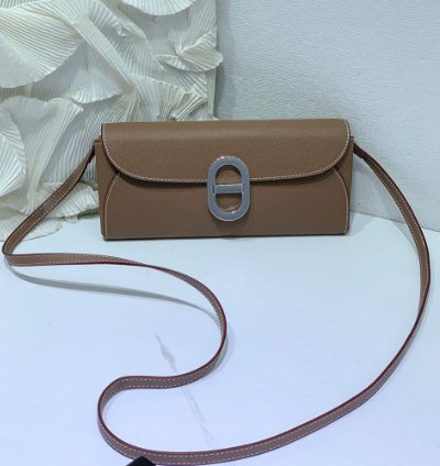 Hermes Maillon To Go Wallet Palladium Plated Etoupe
