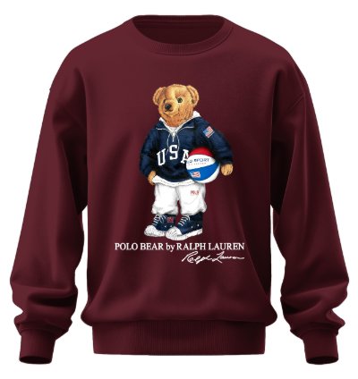 Polo Bear Basketball Sweatshirt Jk02 Usa Size Maroon