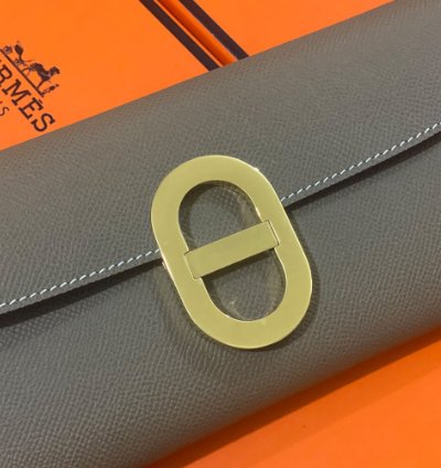 Hermes Maillon To Go Wallet Gold Plated Etoupe