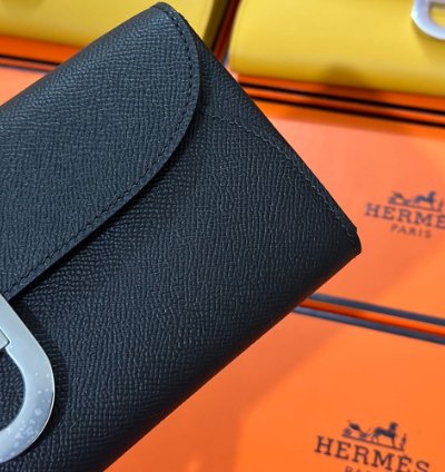 Hermes Maillon To Go Wallet Palladium Plated Black