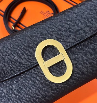 Hermes Maillon To Go Wallet Gold Plated Black