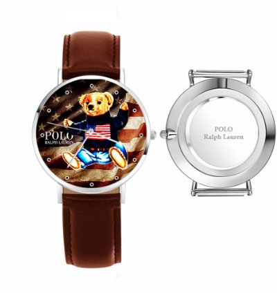 Polo Teddy Bear Sitting American Flag D88 Spot Metal Watch