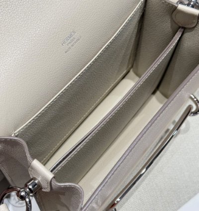 Hermes Roulis Mini Bag Palladium Hardware Cream