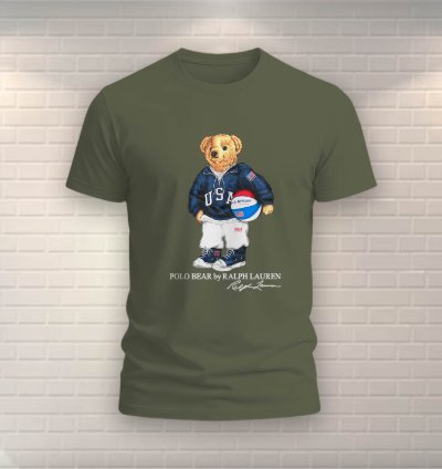 Polo Bear Basketball Shirt Usa Size Military Green