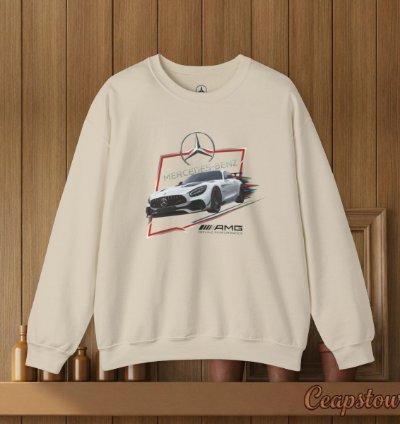 Mercedes Benz Sweatshirt - Amg Car Sport Racing Sweater Sand