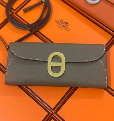 Hermes Maillon To Go Wallet Gold Plated Etoupe