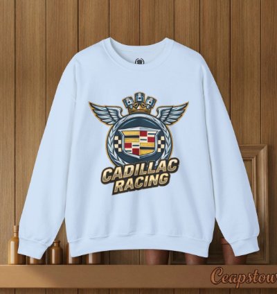 Cadillac Sweatshirt - Cadillac Racing Car Sweater Light Blue